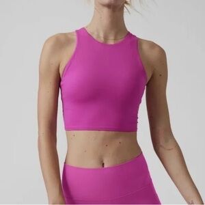 Athleta Magenta-Pink Cropped Sports Bra Top